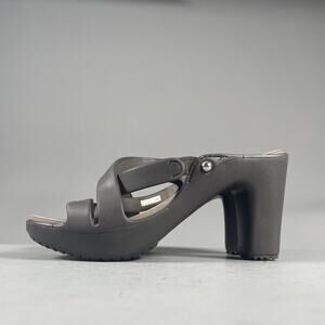 Crocs Cyprus IV Women’s Size 8 Brown Rubber Heels Strappy Sandals Pumps Casual